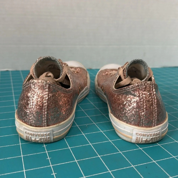Converse Rose Gold Glitter Sparkly Sneakers with Baby Pink Laces Woman’s Size 6 - Picture 6 of 12